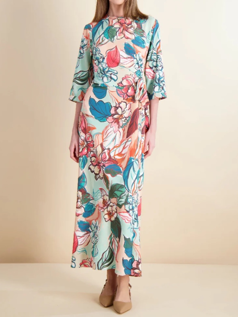 NWT Pashmina  Floral Tie Maxi Dress  size L/LX
